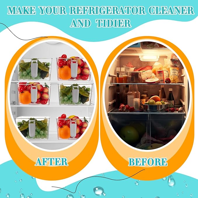 Havawish 2 Set Ice Bin and Flexible Scoop Set Plastic Freezer Ice Bin with Pull out Handle Clear Ice Storage Ice Bucket for Freezer Ice Container with Ice Bucket Scoop Kitchen (10.83 x 7 x 4.33 in)