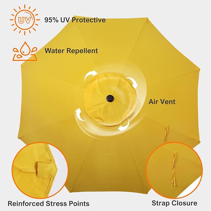 Blissun 9ft Patio Umbrella Replacement Canopy, Market Umbrella Top, Outdoor Table Umbrella Canopy for 8 Ribs, Canopy Only