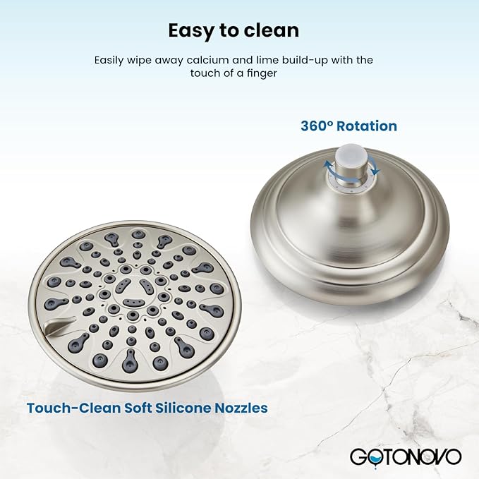 gotonovo Tub Shower Faucet Set Shower Head and Handle Set 6 Modes 6 inch Bathroom Trim Kit with Tub Spout High Pressure Shower System Combo with Valve Round Showerhead Brushed Nickel