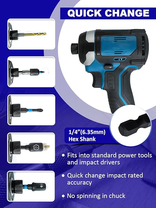 JEFE HEX 48pcs Impact Screwdriver Bit Set, HSS Titanium Coated Hex Drill Bit Set, Impact Drill Bit Set for Heavy Duty Precision Driving, Drilling Ideal for DIY Projects and Professional Use