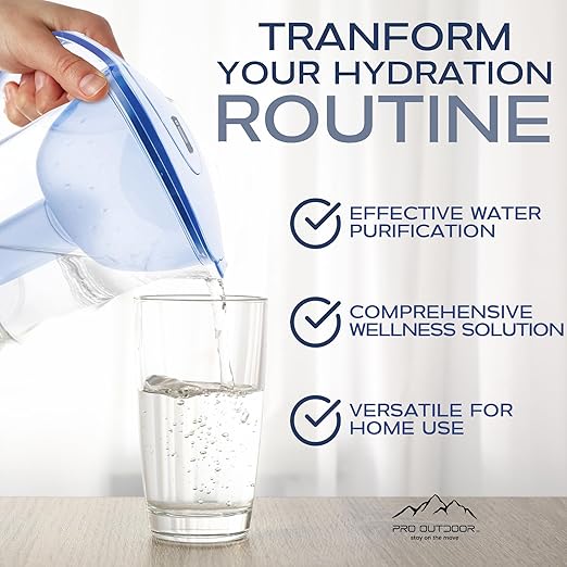 Purified Clean Crystal-Clear Water Filter Pitcher: Experience Enhanced Extraordinary Refreshing Hydration, Enjoying Convenience, Efficient and Quality You Deserve (Blue - 3.8 LTS)