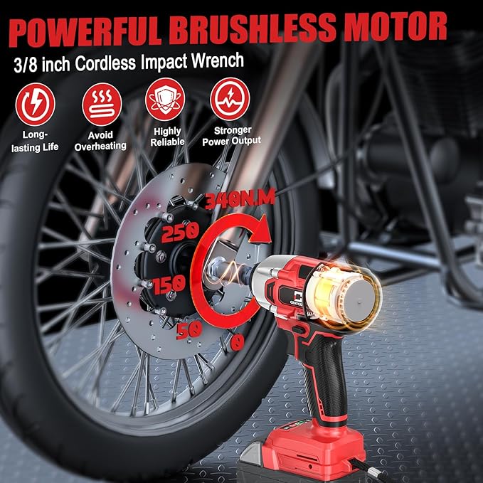 Cordless Impact Wrench for Mil-wau-kee 18V Battery 250FT-LBS 3/8 inch Compact Impact Gun Brushless Electric Includes LED Work Light - 2400RPM Light-Duty Impact Driver Wrench - No Battery