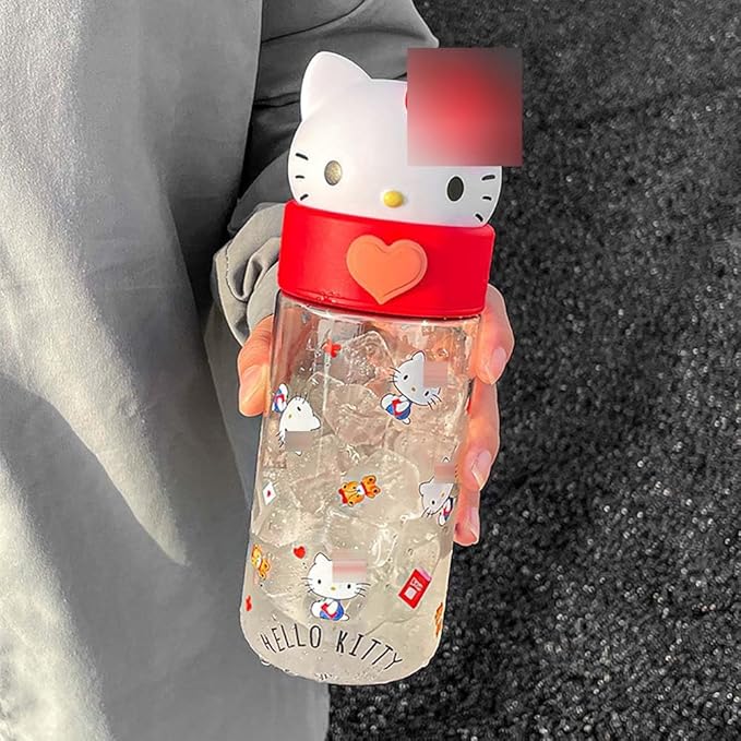 Kawaii Cartoon Water Bottle, 500ML Cute Anime Portable Drinking Bottle for Outdoor, Office, Travel, Birthday Gift