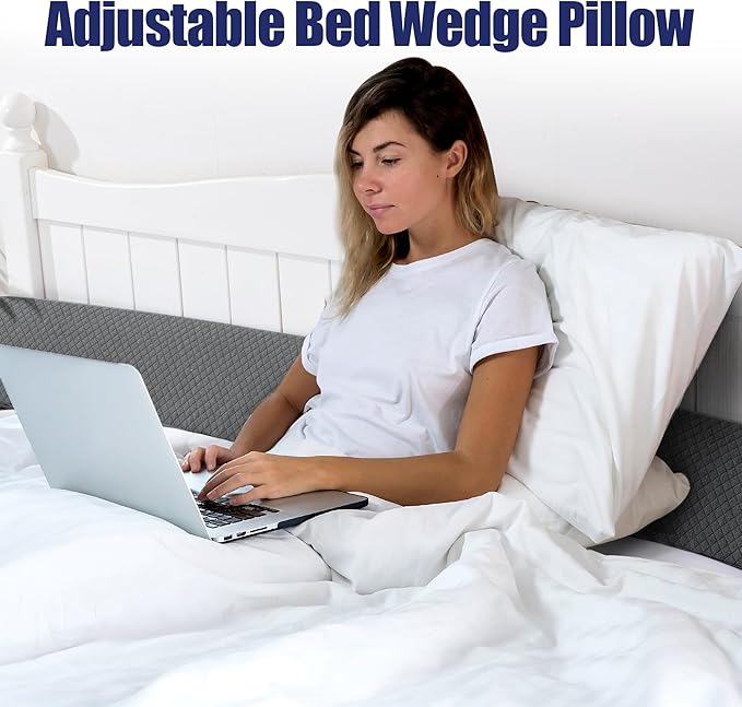 HOMBYS Wedge Pillow Headboard for Bed Gap,Foldable Bed Wedge Gap Filler Full Size,Matterss Gap Filler,Multi Functional Bed Crack Pillow, Fill The Gap (0-7") Between Your Headboard and Mattress,Grey