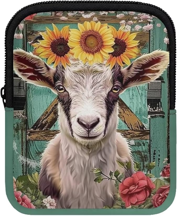 Goat Sunflower Stanley Cup Pouch with Adjustable Strap Water Bottle Storage Bag 20oz-40oz IceFlow Tumbler Pouch for Stanley Accessories