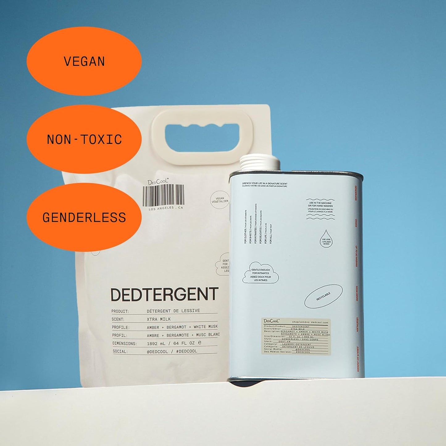 DedCool Liquid Laundry Dedtergent (Red Dakota Refill 64 oz) Luxurious Fragrance, Scented, Removes Stains, Ideal for 60 Washes, Infused with Essential Oils, Vegan, Non-Toxic, Cruelty & Dye Free