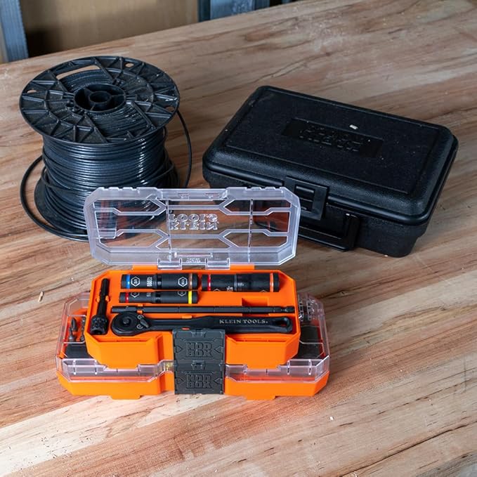 Klein Tools 65238 KNECT Impact Socket Set, Deep Sockets with Wrench, 3 Heavy-Duty Color Coded Flip Sockets, 6 SAE Sizes, Ratchet, Adapter and MODbox Case