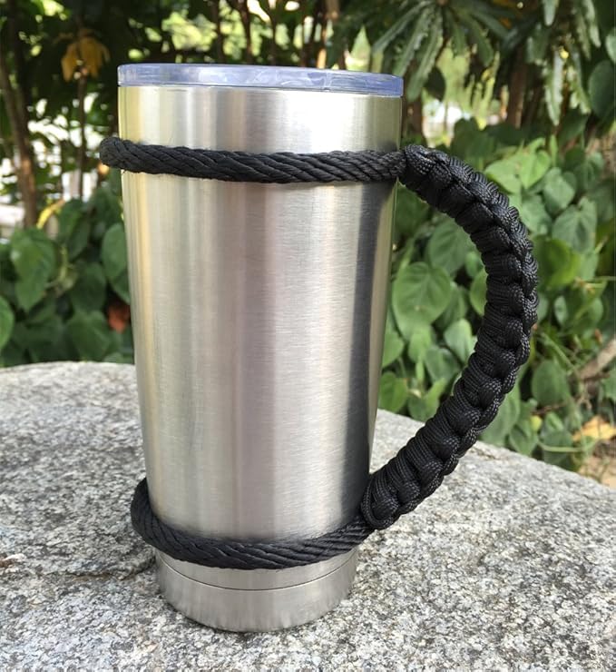 Handmade Paracord Handle for Yeti/Rtic/Ozark Trail Rambler 20 Oz Tumbler. Black
