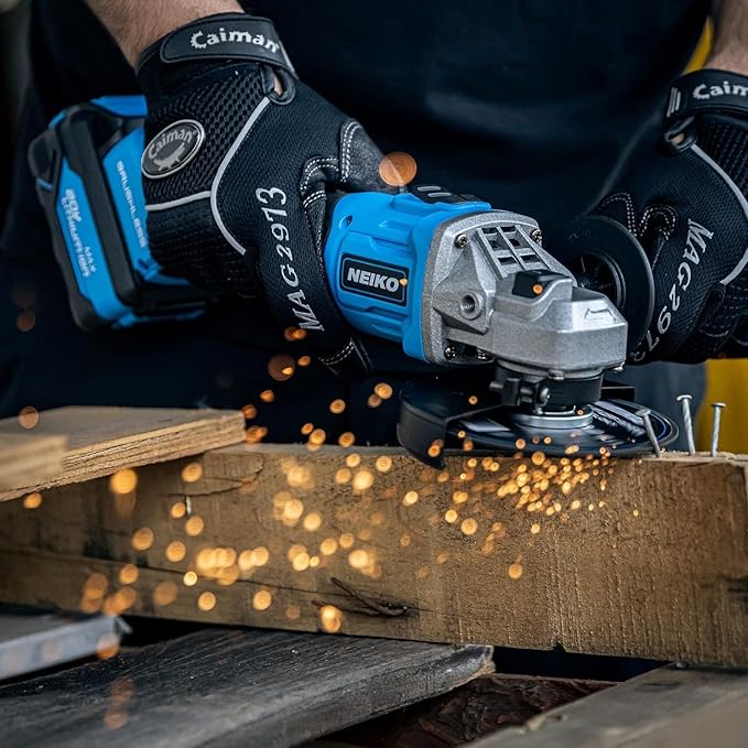 NEIKO 10881A Cordless Angle Grinder, 4 1/2-Inch Grinder with Variable Speed, 20V 4.0A Li-ion Rechargeable Battery, Powerful 8,000 rpm Brushless Motor, Grinders Power Tools, Cordless Grinder Tool