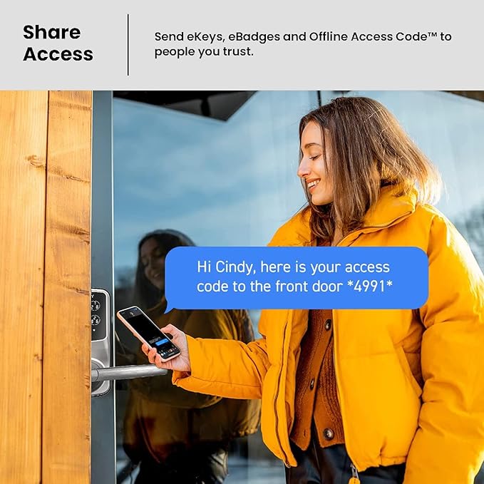 Lockly Secure Plus, Bluetooth Smart Door Lock, Keyless Entry Door Lock with Handle, PIN Genie® Keypad, 3D Biometric Fingerprint Sensor, Auto Lock