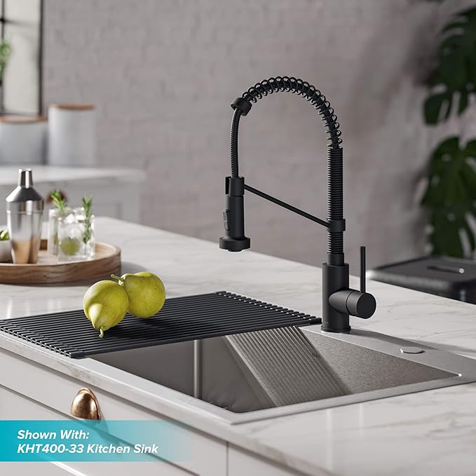 Kraus KPF-1610MB-KAG-1MB Bolden Single Handle 18-Inch Commercial Kitchen Faucet with Air Gap, Matte Black
