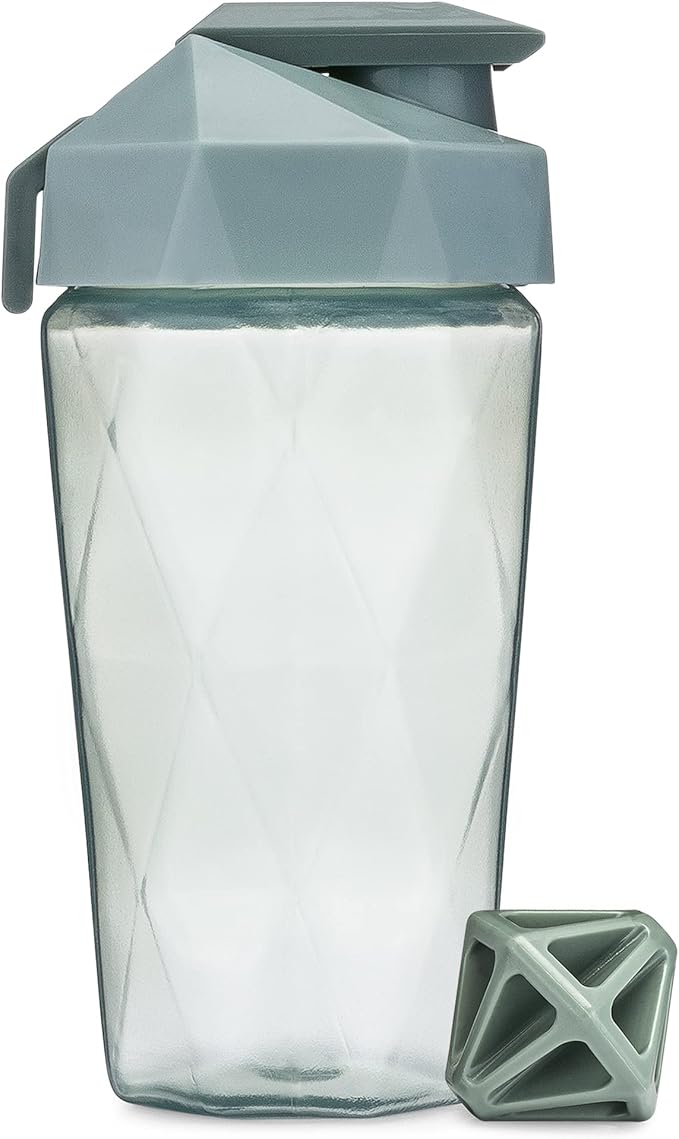 Classic 20oz Blender Shaker Bottle | Protein Shaker Bottle with Diamond Agitator | Shaker Cup with Carrying Handle and Dishwasher Safe | Sage - 20-Ounces