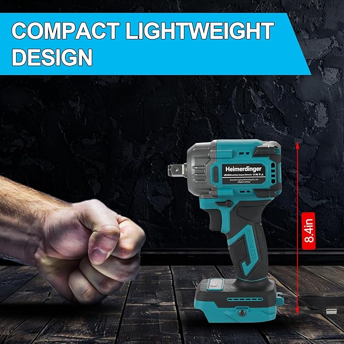 1/2 Inch Cordless Impact Wrench Compatible with Makita 18V Battery-550N.m(406Ft-lbs) Brushless High Torque Impact Gun,3200RPM Driver for Car Tires Truck