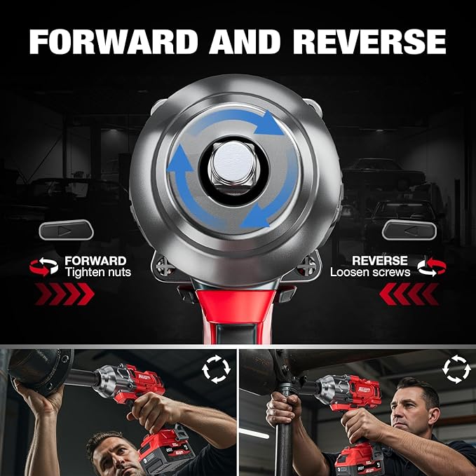 Alloyman Cordless Impact Wrench, 1475Ft-lbs (2000N.m) 1/2 High Torque Brushless Impact Gun, 20V Power Impact Driver, 2*4000mAh Battery,3 Sockets, Brushless Motor Variable Speeds for Car/Truck RV/Mower