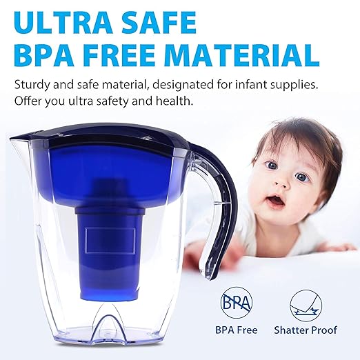 Alkaline Water Filter Pitcher, 7-Stage Cartridge Composed of Ion Exchange Resin, Tourmaline, Mineral Balls and Carbon, Removes Free-Radicals and Eliminates Toxins, 3.5 Liters (Pitcher)