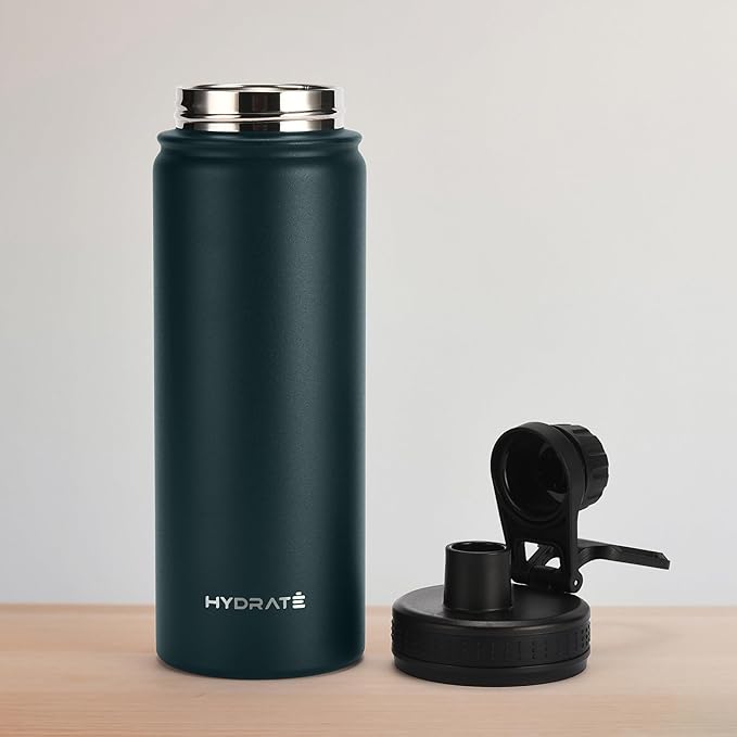 HYDRATE Insulated Stainless Steel Water Bottle - Large Reusable Flask with Leak-Proof Design and Convenient Handle - Double Vacuum Insulation for School, Work, or Adventure
