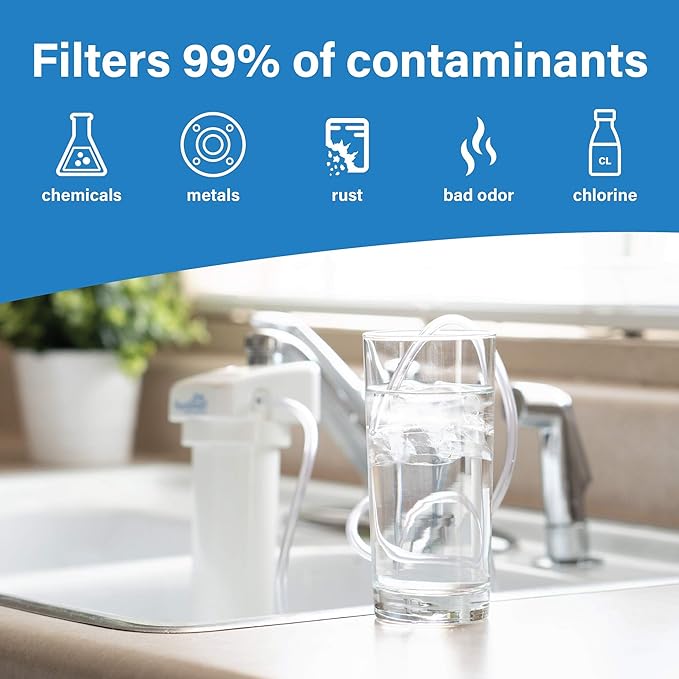 High Flow RO System Home Water Treatment System | Compact RO System Mounts Directly onto Faucet | Great for Apartments & Rentals | Applied Membranes PSFM50 (Faucet Mount RO System)…