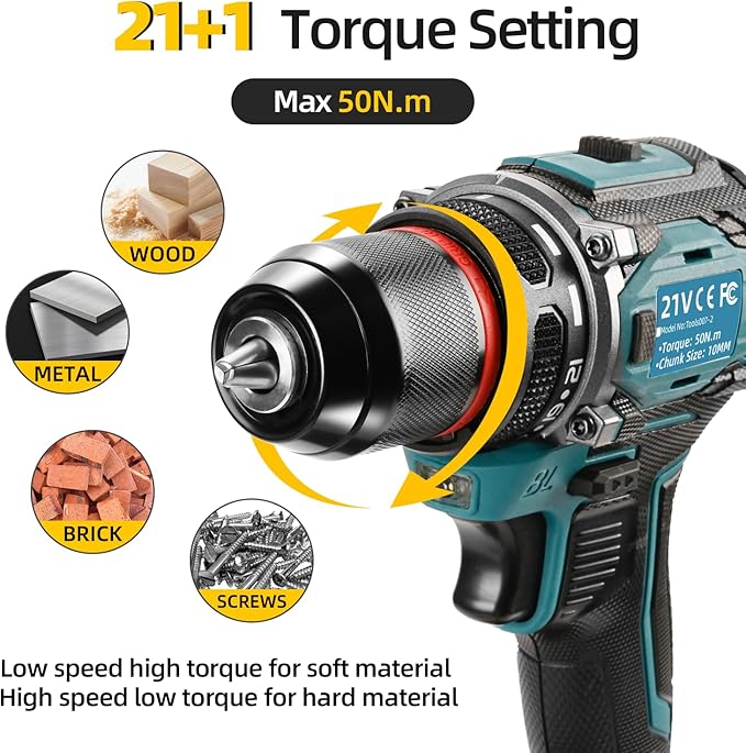 Cordless Drills Set, 21V Power Drill, Double 2000mAh Batteries Electric Drills, 2 Variable Speeds, 3/8" Keyless Chuck, 28 Piece Drill Driver Kit for Women's Garden DIY Projects (Blue)