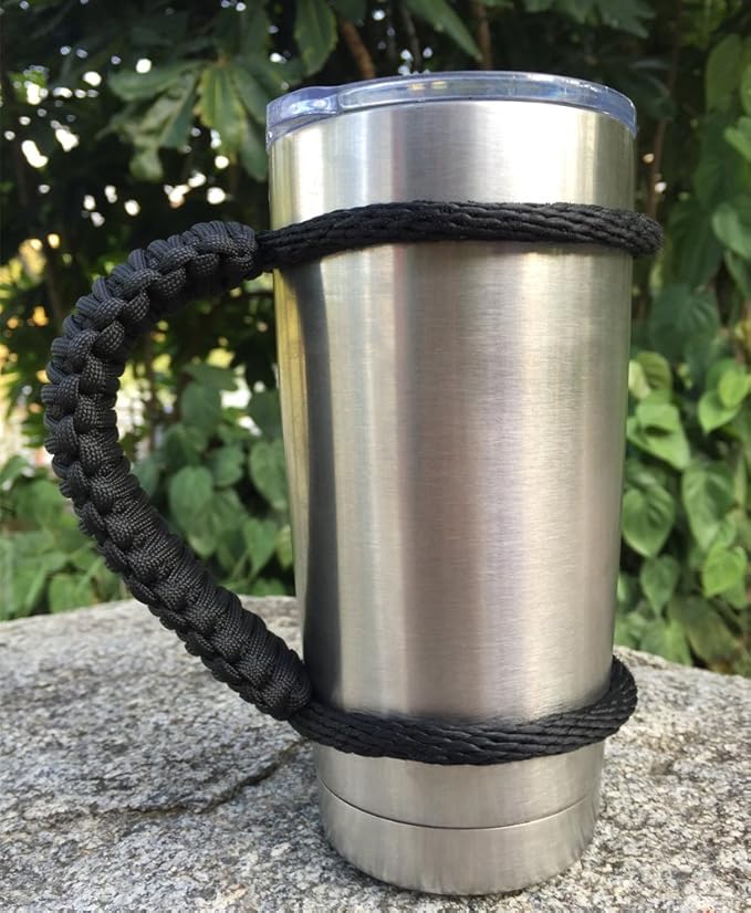 Handmade Paracord Handle for Yeti/Rtic/Ozark Trail Rambler 20 Oz Tumbler. Black