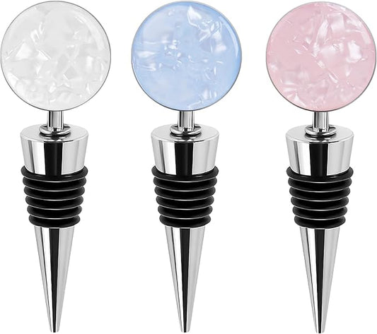 LIZIMANDU Wine Bottle Stoppers,Stainless Steel Wine Stoppers For Gifts, Bar, Holiday Party, Wedding(3-Shell)