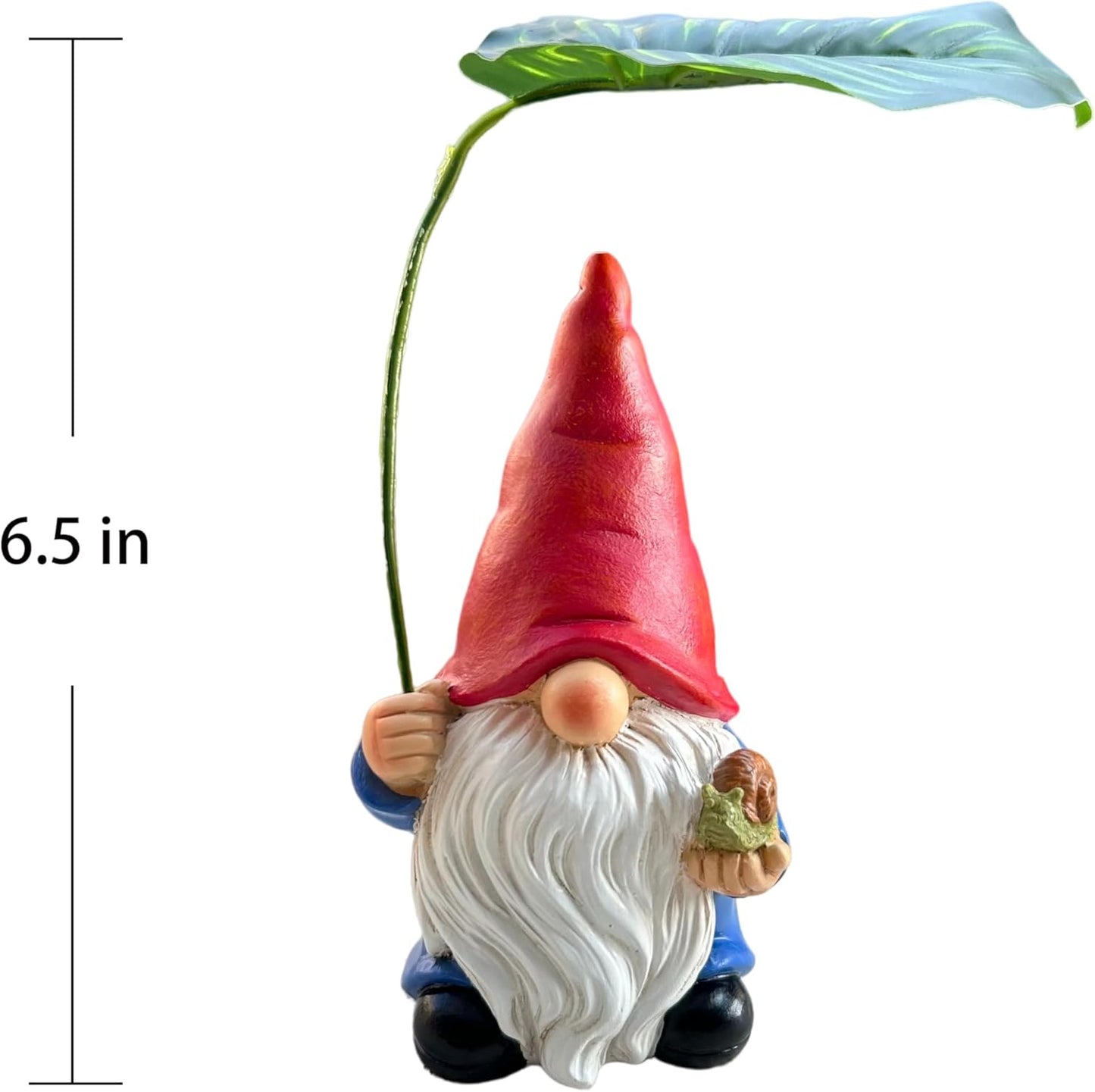 Garden Gnome Statue Decoration with Leaf Umbrella, 6.5” Figurine Ornament for Indoor Outdoor Home Patio Yard Lawn, for Gnome Lovers & Garden Enthusiasts，Mom，Women