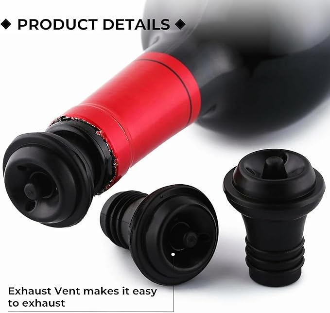 Wine Saver Vacuum Stoppers of 8 Rubber Wine Stoppers, for Wine Saver Vacuum Pump Wine Preserver, Reusable Bottle Sealer, Best Wine Air Vacuum Stoppers to Keep Wine Fresh, Ideal Wine Accessories Gift