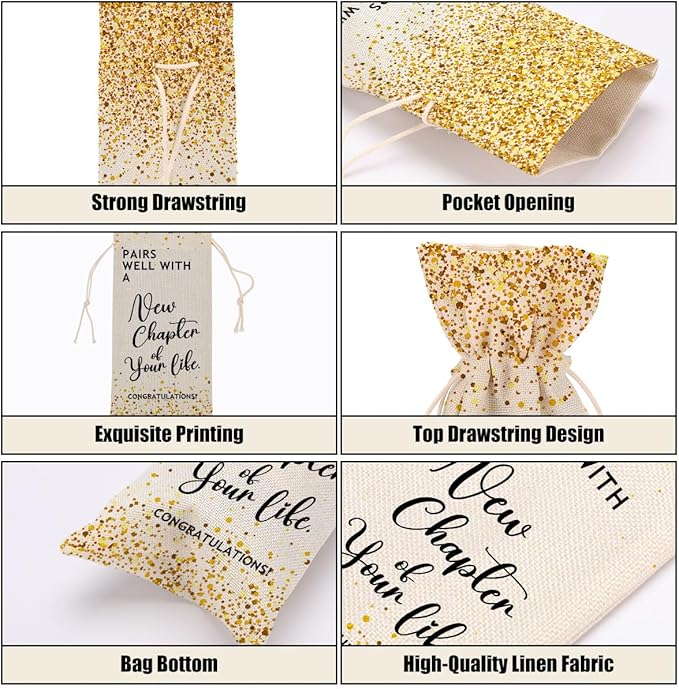 Farewell Gifts for Coworkers Leaving Job Going Away Gift Wine Bag New Beginnings New Job Gifts for Women Men Friend Congratulations Retirement Engagement Wine Bags