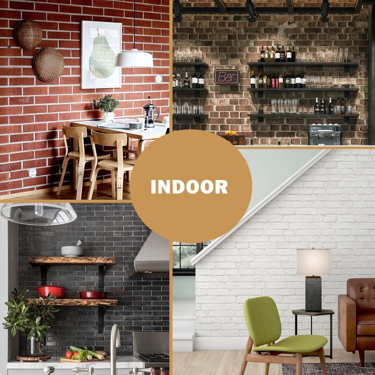 100 Vintage Brown/Red Faux Brick Wall Tiles, 3D Thin Brick Veneers for Bedroom, Bathroom, Kitchen, Fireplace and Fence Wall Panels (14.2 sq ft)