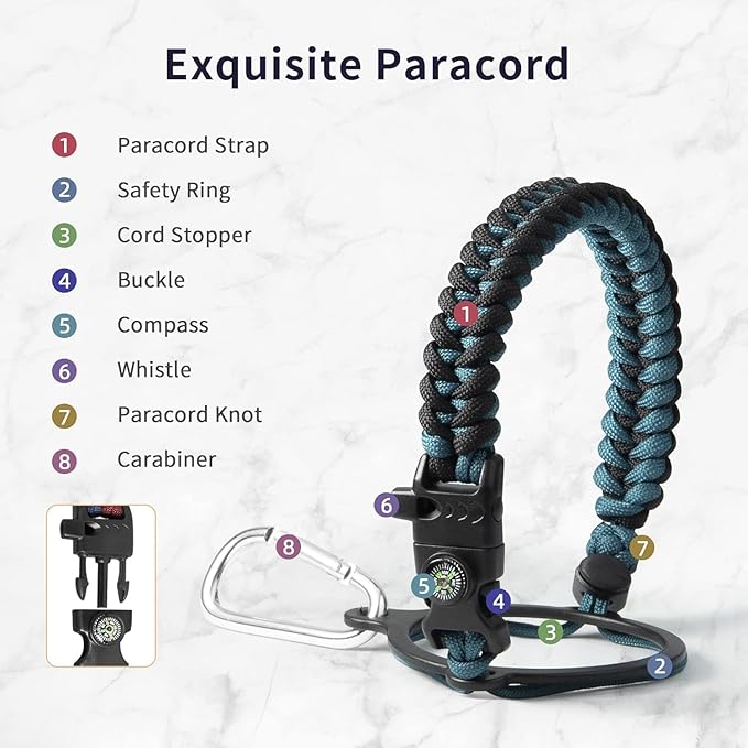 Trebo One Gallon Water Bottle Insulated with Paracord Handle,128oz Stainless Steel Sports Large Jug,Food-grade Double Wall Vacuum with Straw Spout Handle Lids, Leakproof Keep Cold & Hot, Indigo Black