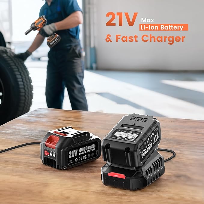 Cordless Impact Wrench 1/2“, 1110 Ft-lbs(1500 N.m) Brushless High Torque Impact Gun, 2 * 4.0 Ah Batteries, Fast Charger, Socket Sets, Lug Nuts Removal Electric Impact Driver for Car Mower Truck Gift