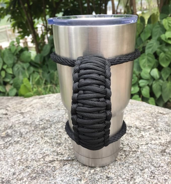 Handmade Paracord Handle for Yeti/Rtic/Ozark Trail Rambler 30 Oz Tumbler. (black)