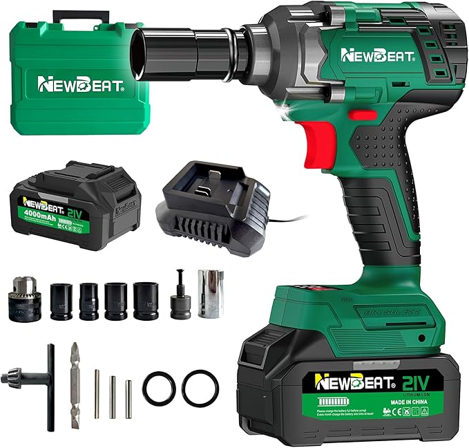 Cordless Impact Wrench Set, 1/2 inch Impact Gun, Electric Power Impact Driver Max Torque 550 N.m, 21V Brushless, 2400 RPM Variable Speeds for Car Home DIY, Tire Removal Tool