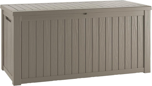 200 Gallon Outdoor Storage Box Waterproof Lockable Resin Deck Box Large, Patio Storage Bin for Pool Accessories Cushion Furniture, Garden Tools, UV-Resistant Outside Delivery Grey