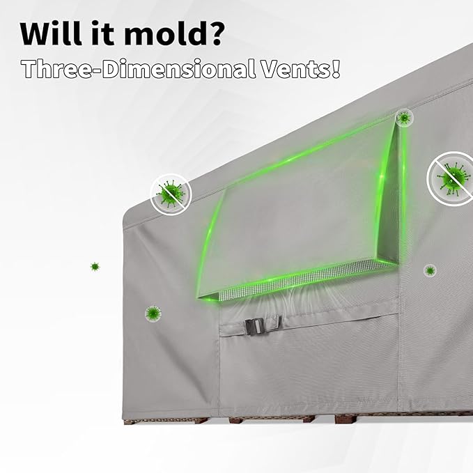 KylinLucky Patio Furniture Covers Waterproof 600D Heavy Duty - 102 x 102 inch All-Weather Outdoor Dining Set Cover for 8ft x 8ft Table and Chairs