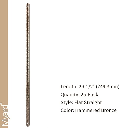 Myard 29-1/2 Inches Heavy Duty Flat Straight Iron Deck Balusters Furniture with Screws for Wood Composite Facemount Deck Railing Staircase Banister Balustrade (25-Pack, Hammered Bronze)