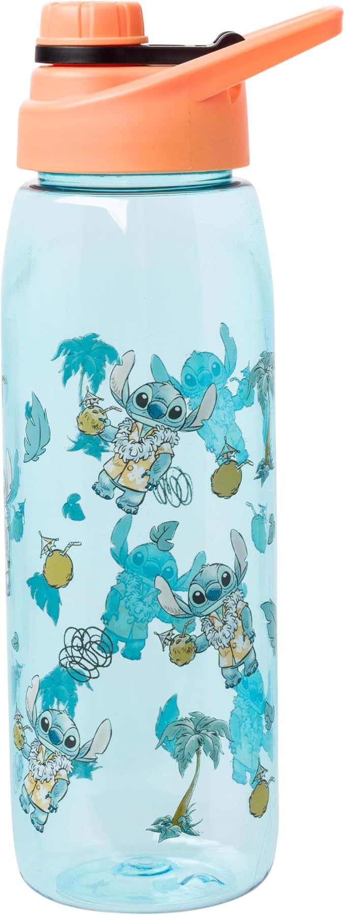 Silver Buffalo Disney Lilo and Stitch Tropical Water Bottle with Screw-on Lid Featuring Stitch, 28 Ounces