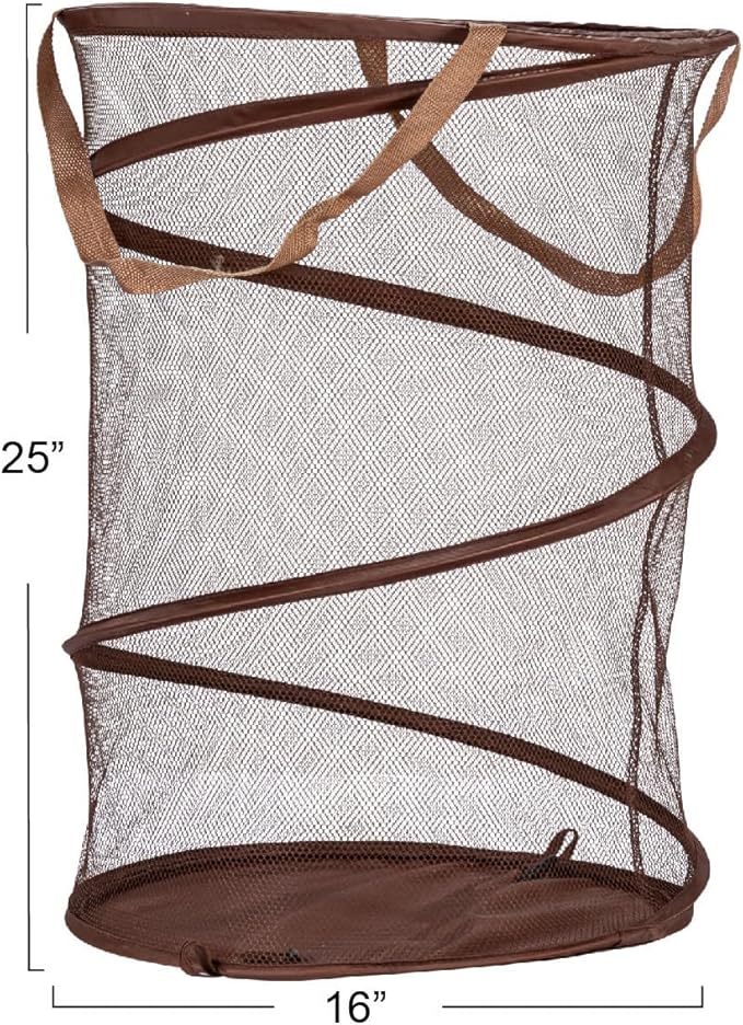 Household Essentials Pop-Up Mesh Laundry Hamper, Brown