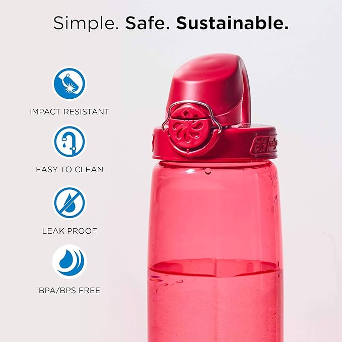 Nalgene Sustain Tritan BPA-Free Water Bottle Made with Material Derived from 50% Plastic Waste, 48 OZ, Wide Mouth, Blue & On The Fly Bottle Replacement Lid (Black/Gray), 22oz