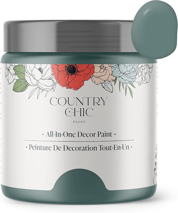 Country Chic All-in-One Chalk Paint for Furniture, Cabinets, Home Decor, Eco-Friendly, Matte Finish, Built-In Primer & Top Coat for Wood, Metal - Wanderess (Teal) - 4 oz (118 ml)