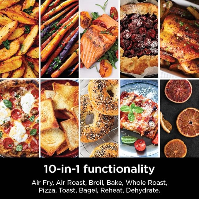 Ninja Prestige Smart XL 10-in-1 Air Fry Digital Countertop Convection Toaster Oven with Air Fry, Air Roast, Broil, Bake, Whole Roast, Pizza, Toast, Bagel, & Reheat, 1800 Watts, Stainless Steel, DT501