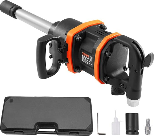 VEVOR 1 Inch Air Impact Wrench, Up to 3160 ft-lbs High Reverse Torque Output 1" Pneumatic Impact Gun w/ 8 Inch Extended Anvil & Carrying Case for Heavy Duty Repairs and Maintenance