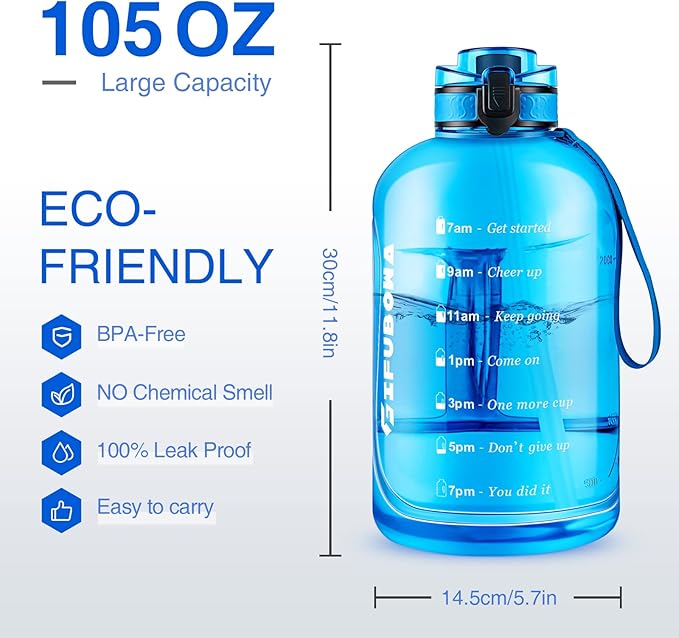 GIFUBOWA Big Water Bottle 3 liter BPA Free Large 105oz Drinking Jug for Gym Outdoor