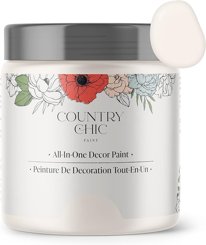 Country Chic All-in-One Chalk Paint for Furniture, Cabinets, Home Decor, Eco-Friendly, Matte Finish, Built-In Primer & Top Coat for Wood, Metal - No Wax Needed (Crinoline (Off White), Sample (4 oz)) -
