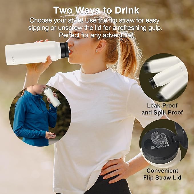 Insulated Water Bottle with Magnetic Phone Holder Compatible with MagSafe and iPhone, Stainless Steel Water Bottle Phone Mount For Sports Travel School, Hot 12H Cold 24H, 24oz (White)