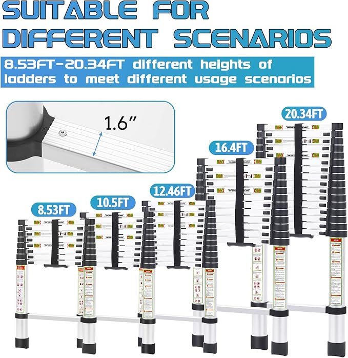 RIKADE Telescoping Ladder, Collapsible Extension Ladder, 330lbs Max Capacity (2.6m)