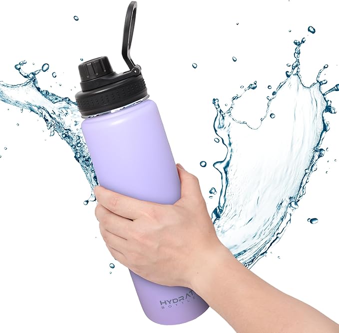 HYDRATE Insulated Stainless Steel Water Bottle - Large Reusable Flask with Leak-Proof Design and Convenient Handle - Double Vacuum Insulation for School, Work, or Adventure