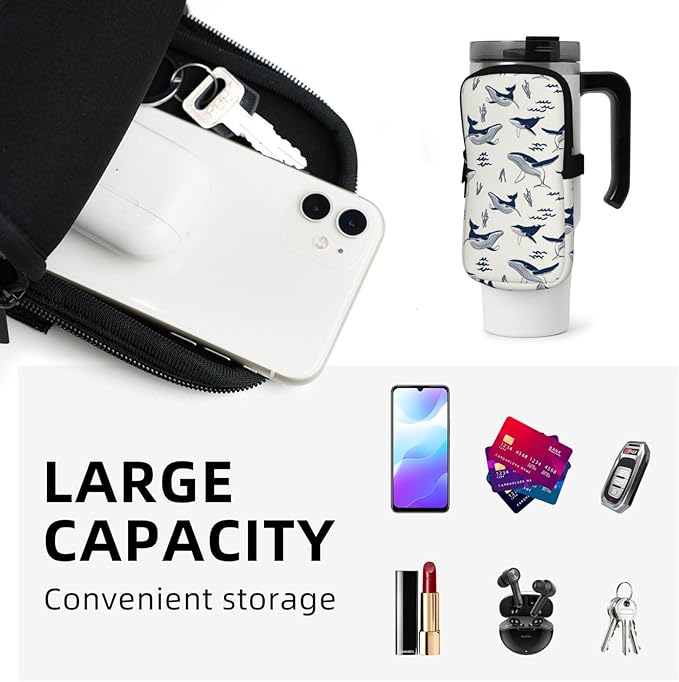 Galaxy Mandala Water Bottle Pouch for Stanley Cup 40oz 30oz,Personalized Gym Purse for Men Women, Tumbler Pouch with Versatile Pocket Water Bottle Bag for Cards, Keys, Phone