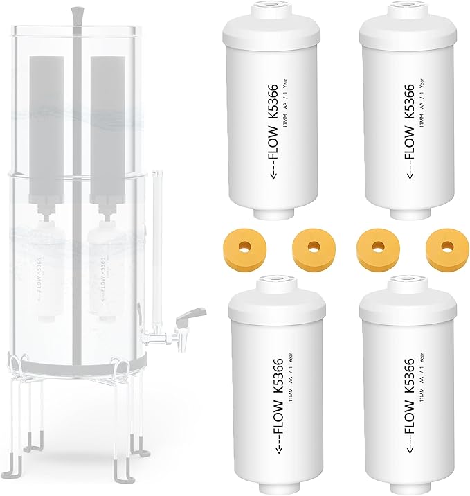 Fluoride and Arsenic Filter NSF/ANSI 42 Certified,Replacement for PF-2® Fluoride Filters,K5366 Replacement for Berkey Fluoride Filters Compatible with Berkey Gravity Filtration System-Pack of 4