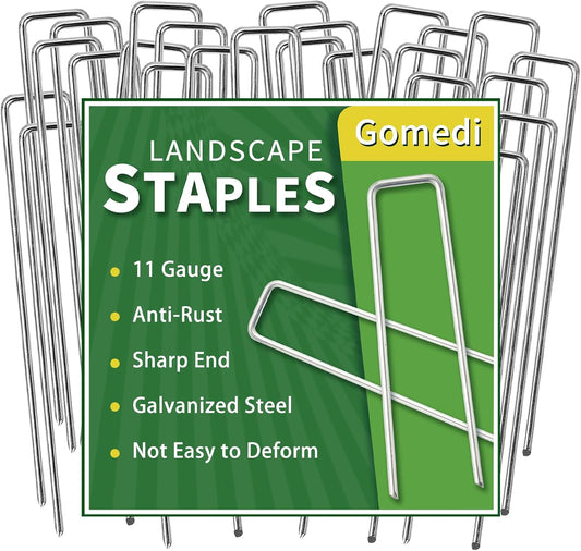 Landscape Staples 8 Inch 60 Pack, Garden Stakes Galvanized Garden Staples 11 Gauge, Plant Cover Stakes for Lawn Weed Barrier