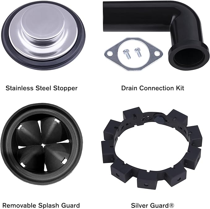 TITAN 10-US-TN-GAR-3B Torque Garbage Disposal System with Stainless Steel Impellers & Griding Components, Black (3/4 HP | Deluxe)